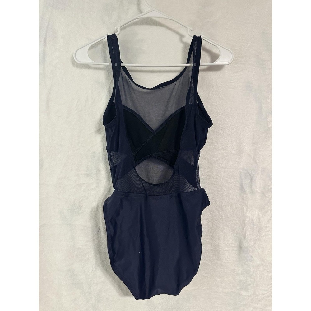 Vintage anne cole bathing suit 1 Piece With Mesh And Low Back, Navy Blue Size 8